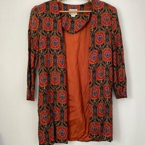 Vintage 80s print long blazer jacket